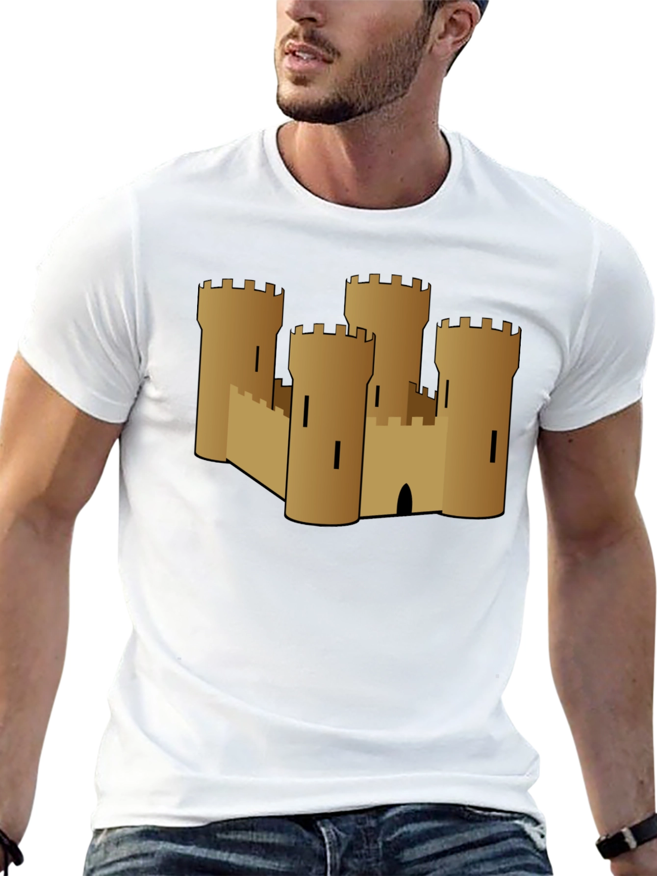 Castle Graphic Tee - Black Cotton T-Shirt