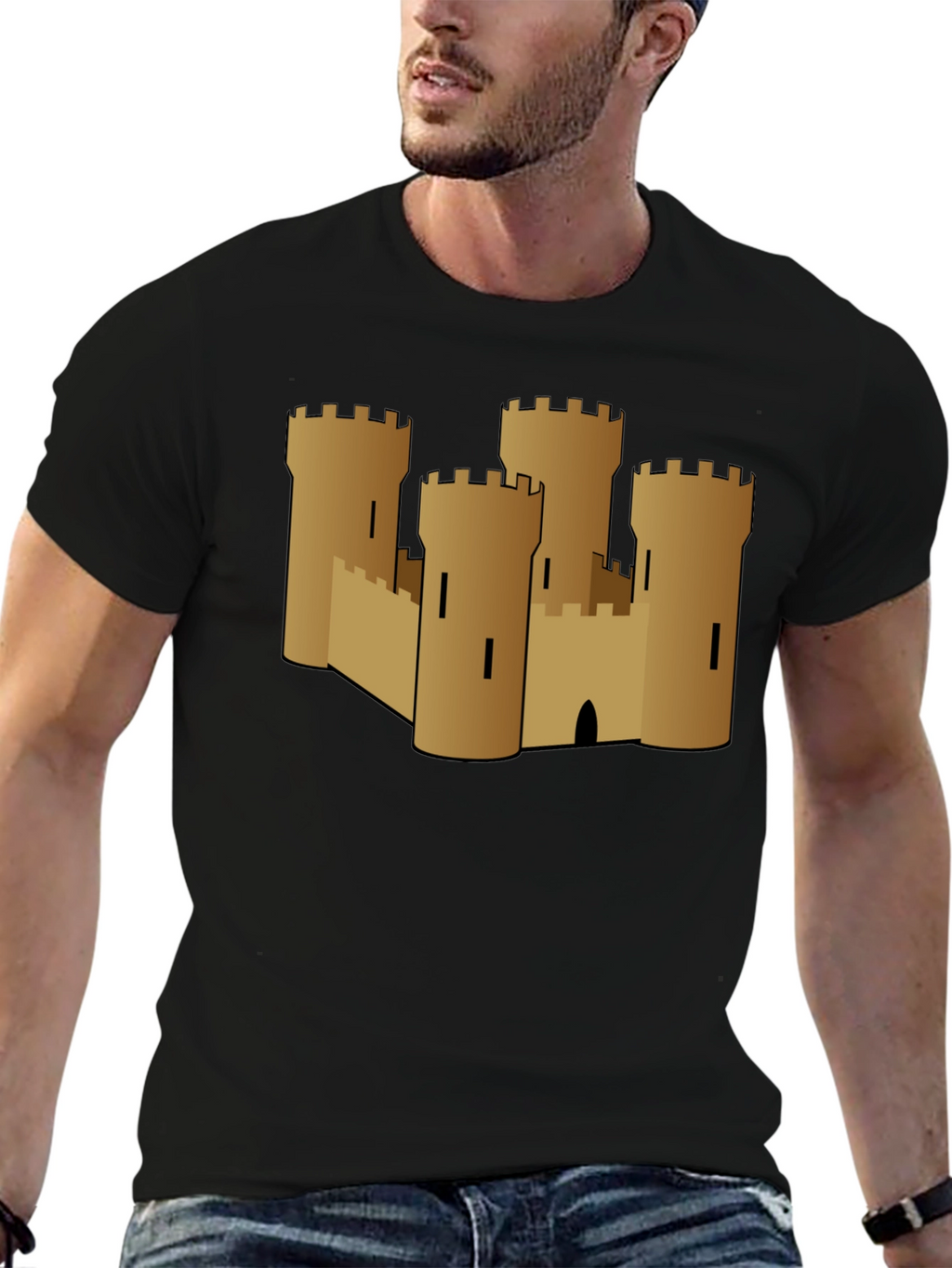 Castle Graphic Tee - Black Cotton T-Shirt