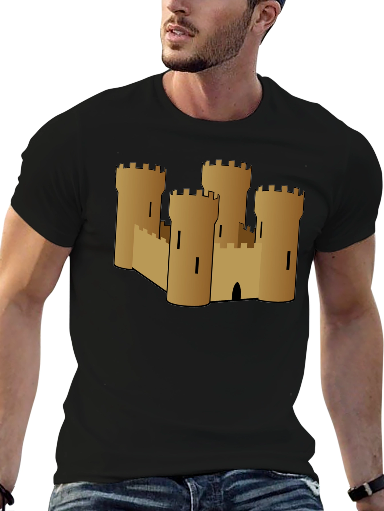 Castle Graphic Tee - Black Cotton T-Shirt