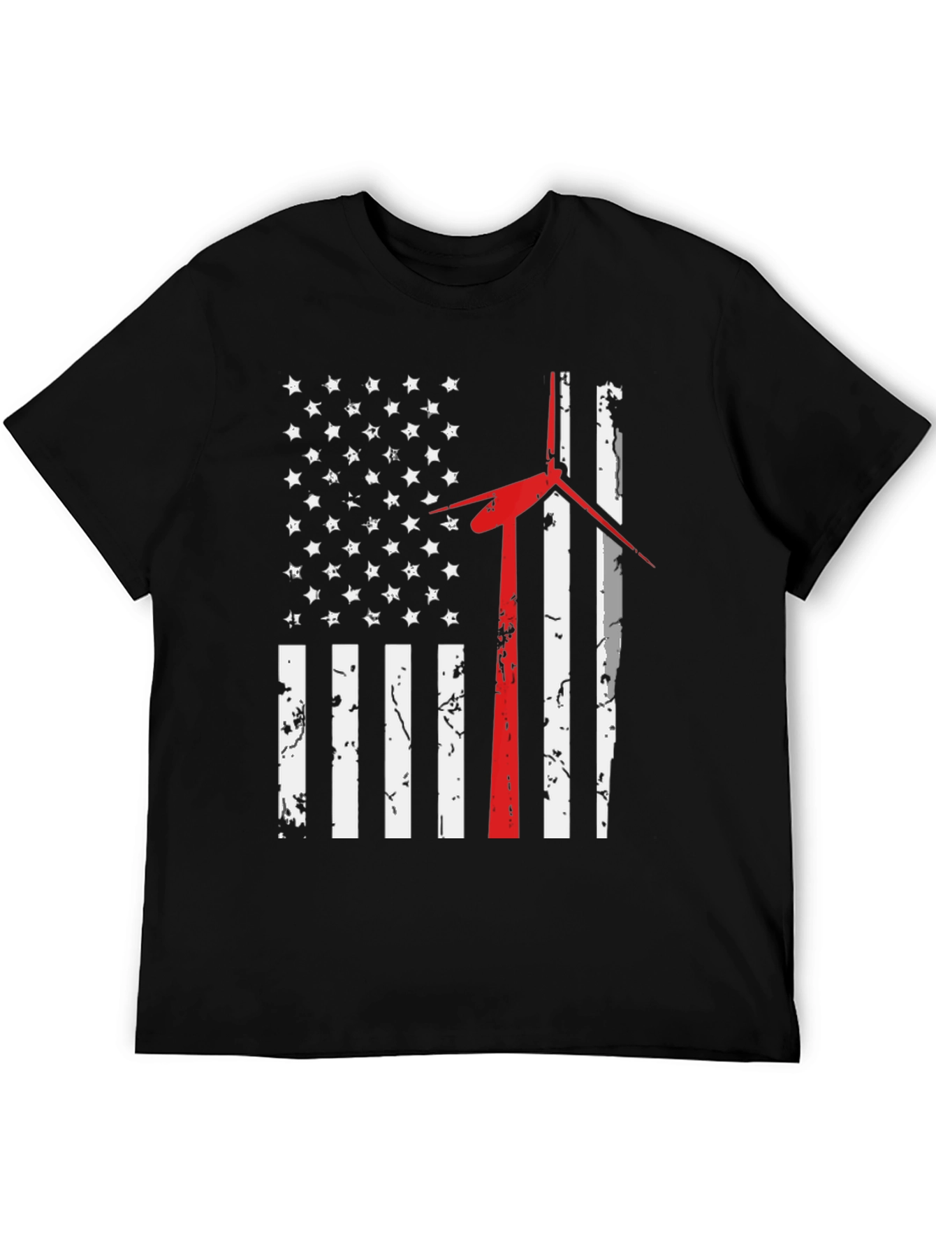 American Flag Wind Turbine T-Shirt