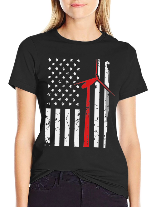 American Flag Wind Turbine T-Shirt