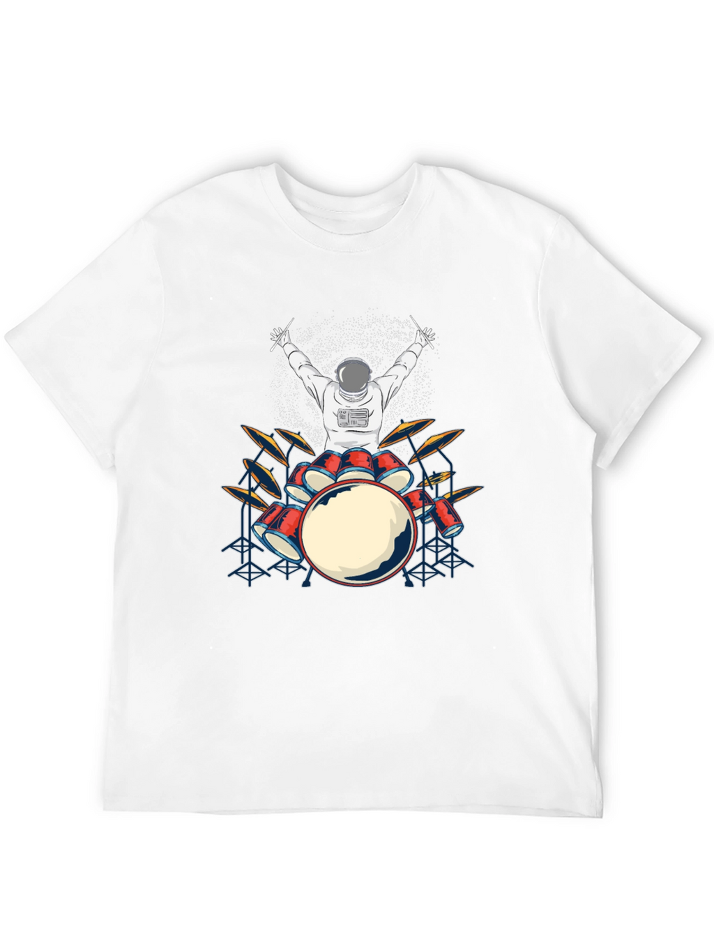 Astronaut Drummer Graphic T-Shirt - Black