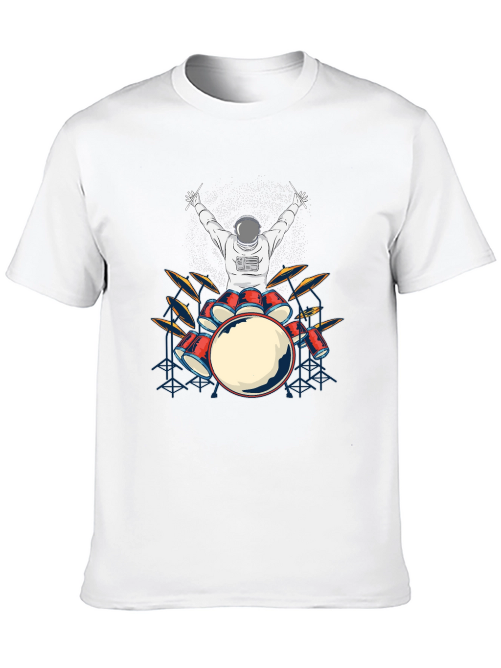Astronaut Drummer Graphic T-Shirt - Black