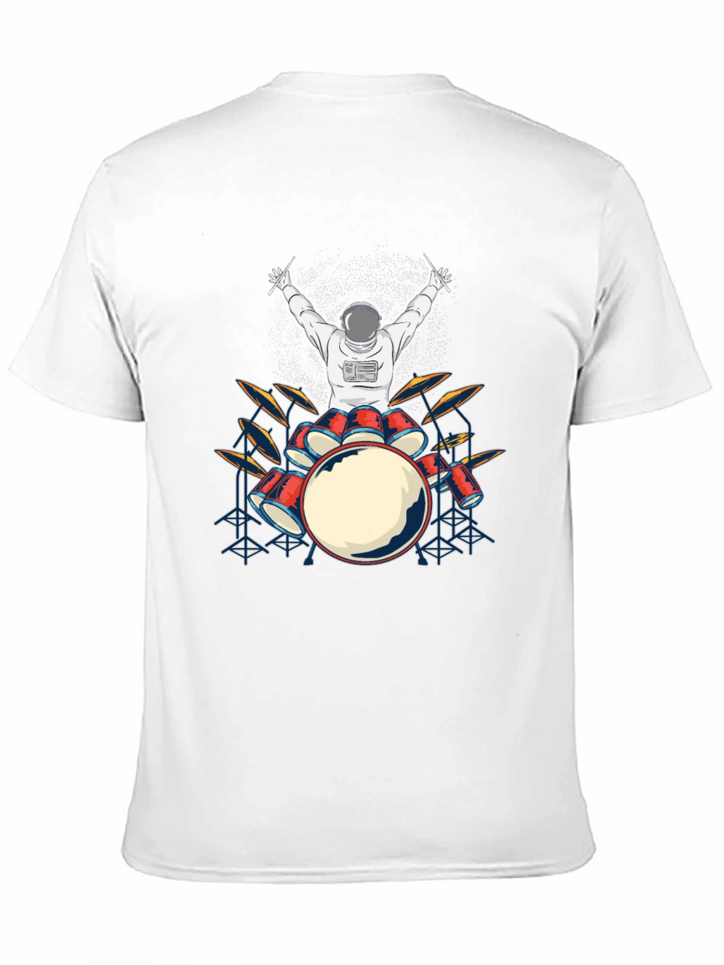 Astronaut Drummer Graphic T-Shirt - Black