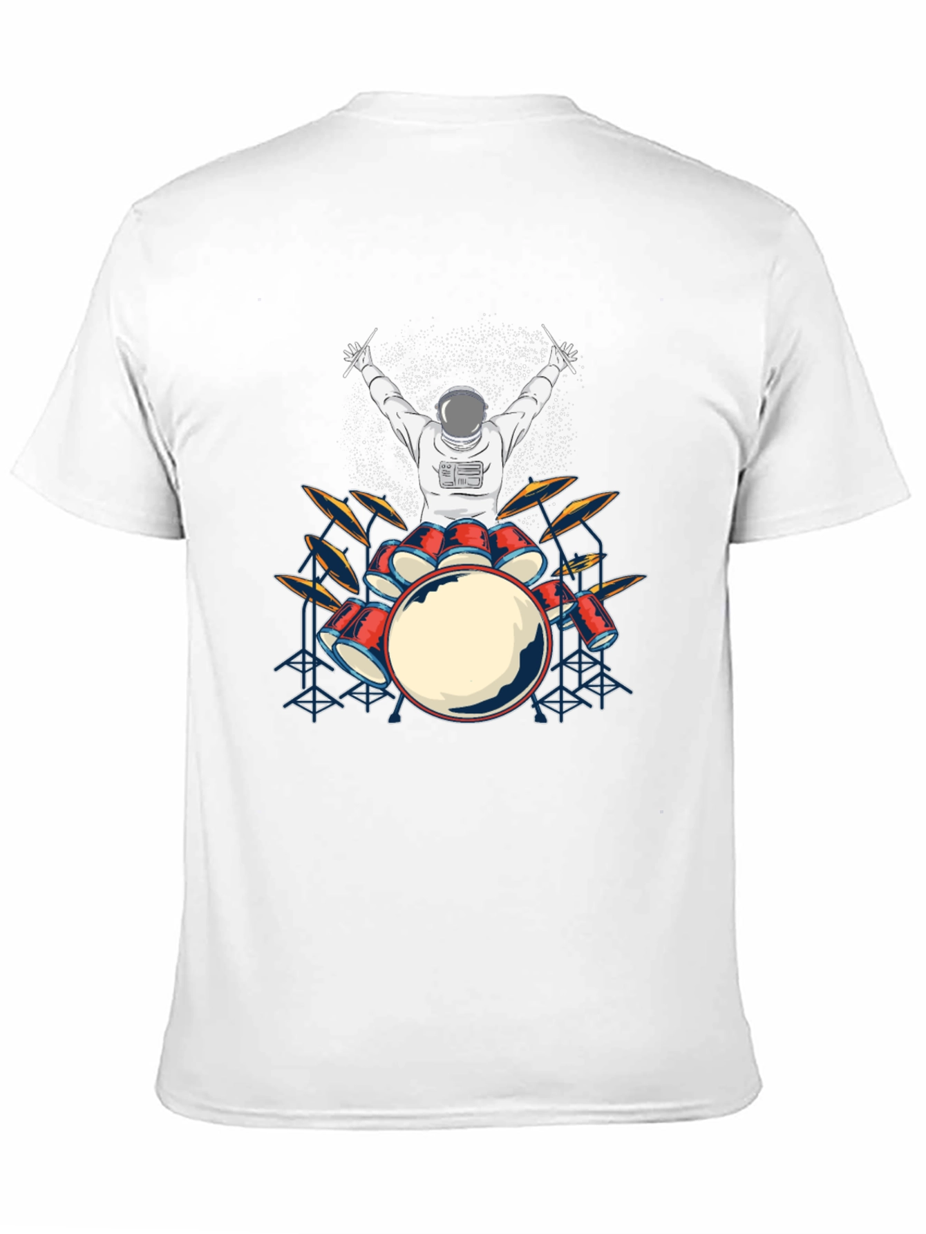 Astronaut Drummer Graphic T-Shirt - Black