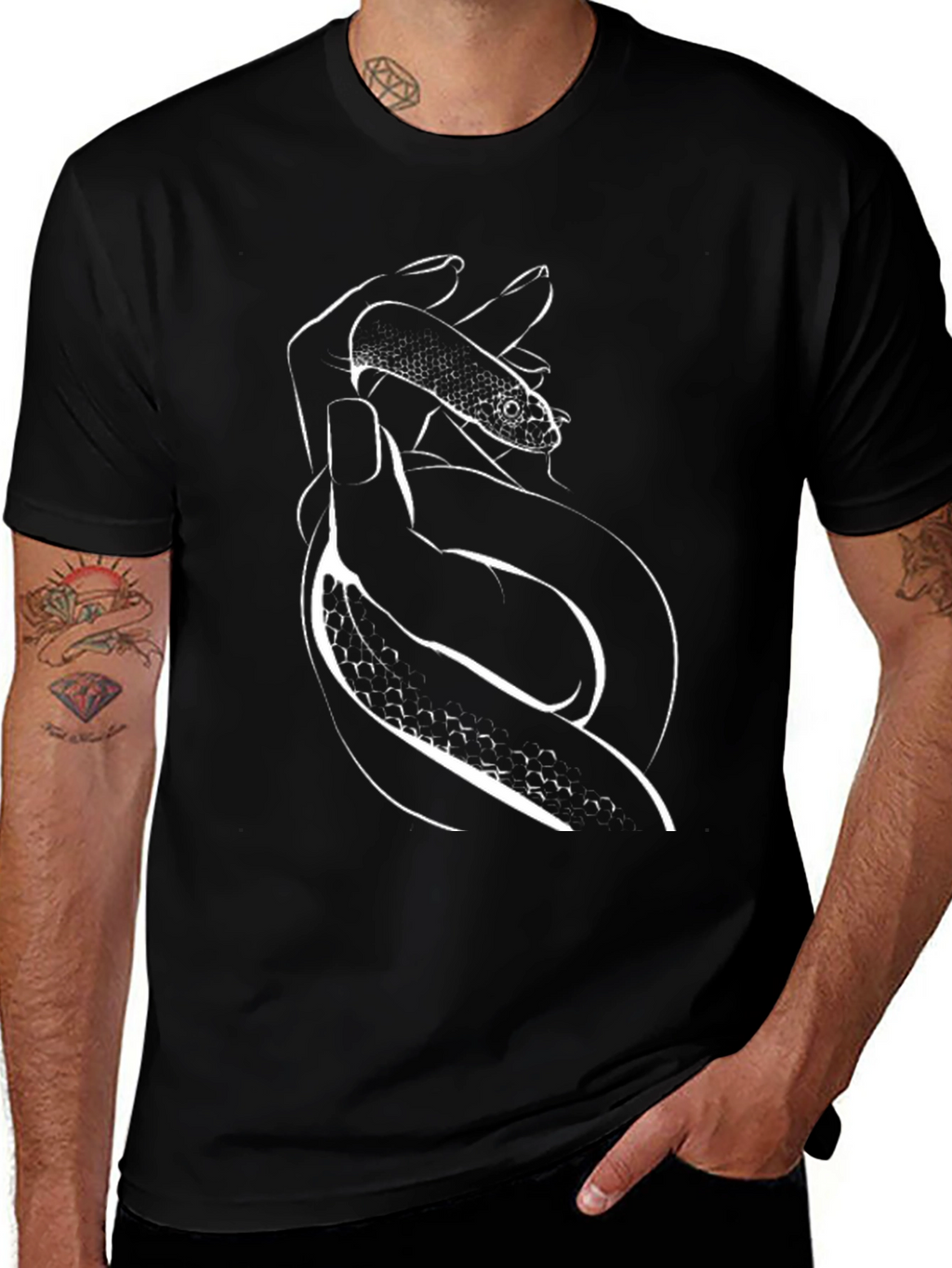 Snake Hand Graphic Tee - Mens Black T-Shirt