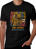 Owl Birds Make Me Happy Graphic T-Shirt