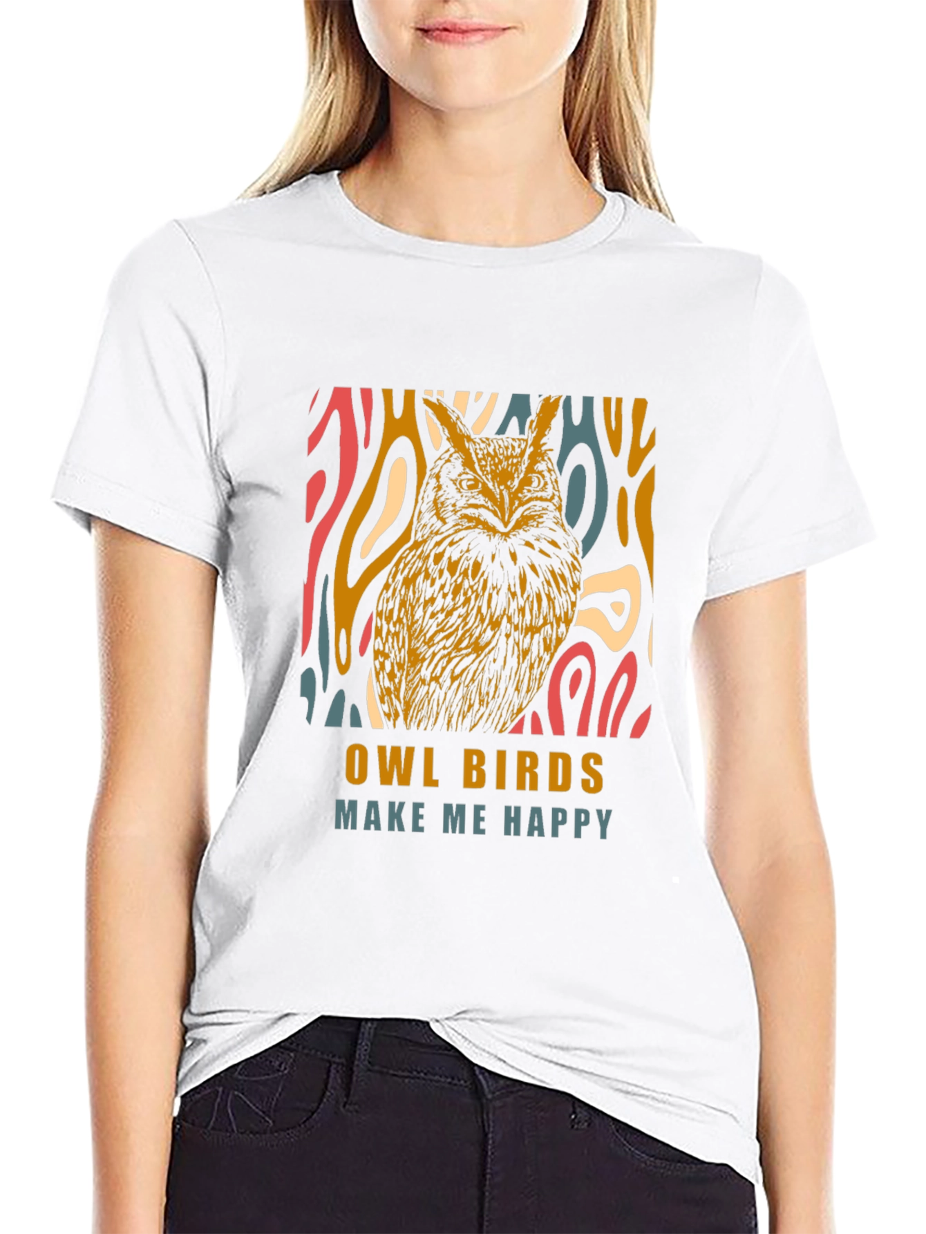 Owl Birds Make Me Happy Graphic T-Shirt