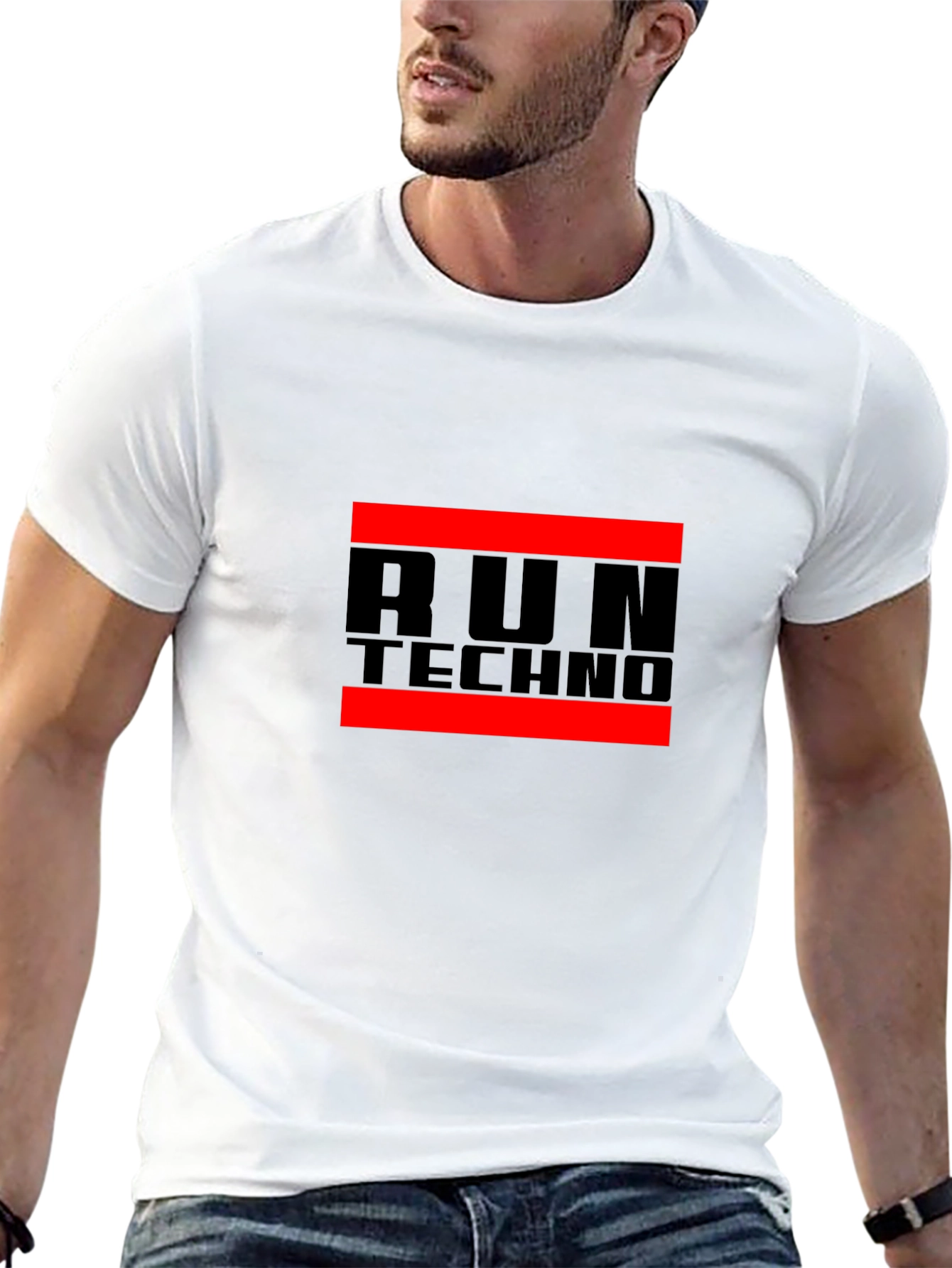 Run Techno Graphic Tee - Black Crew Neck