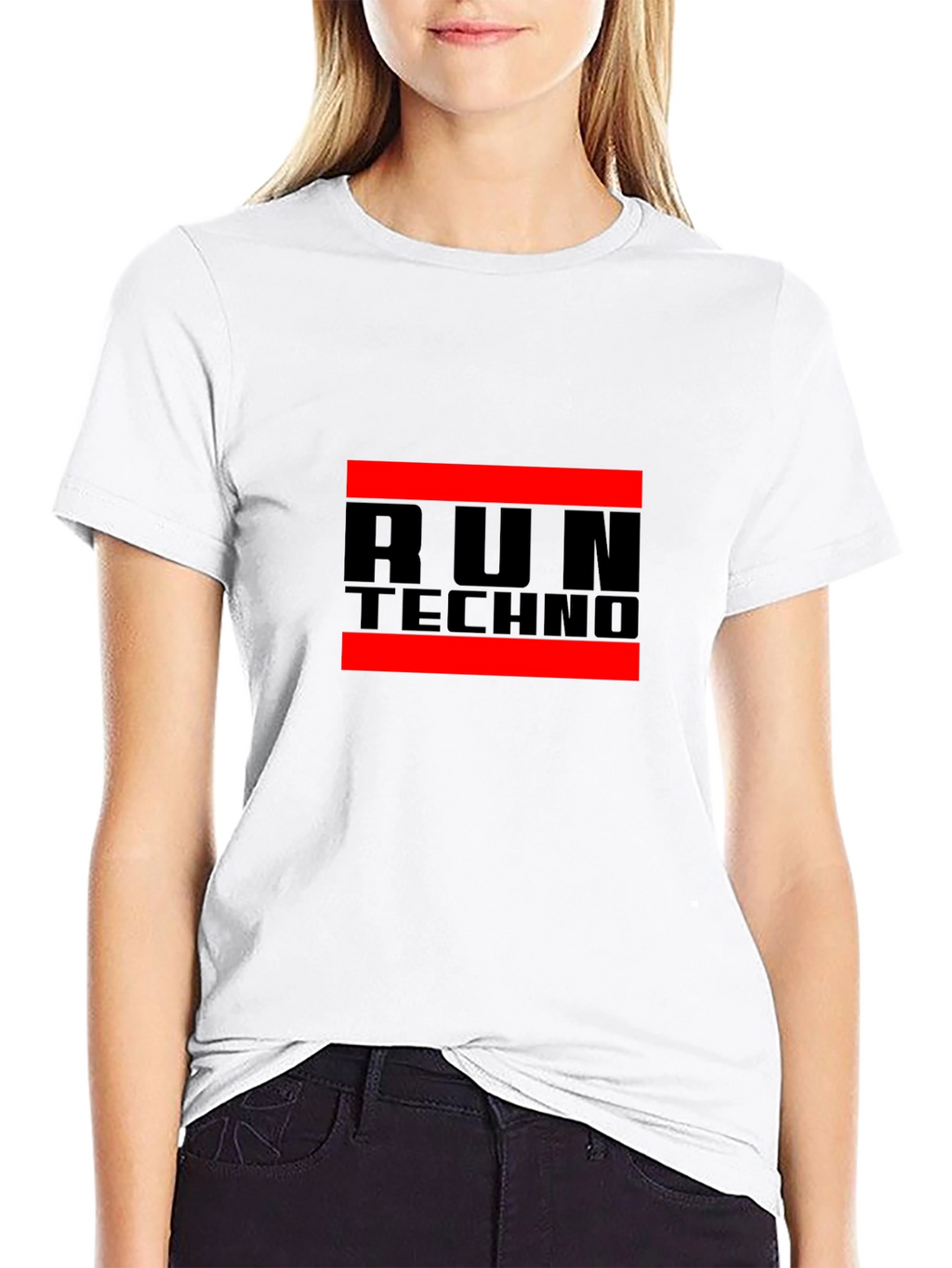 Run Techno Graphic Tee - Black Crew Neck