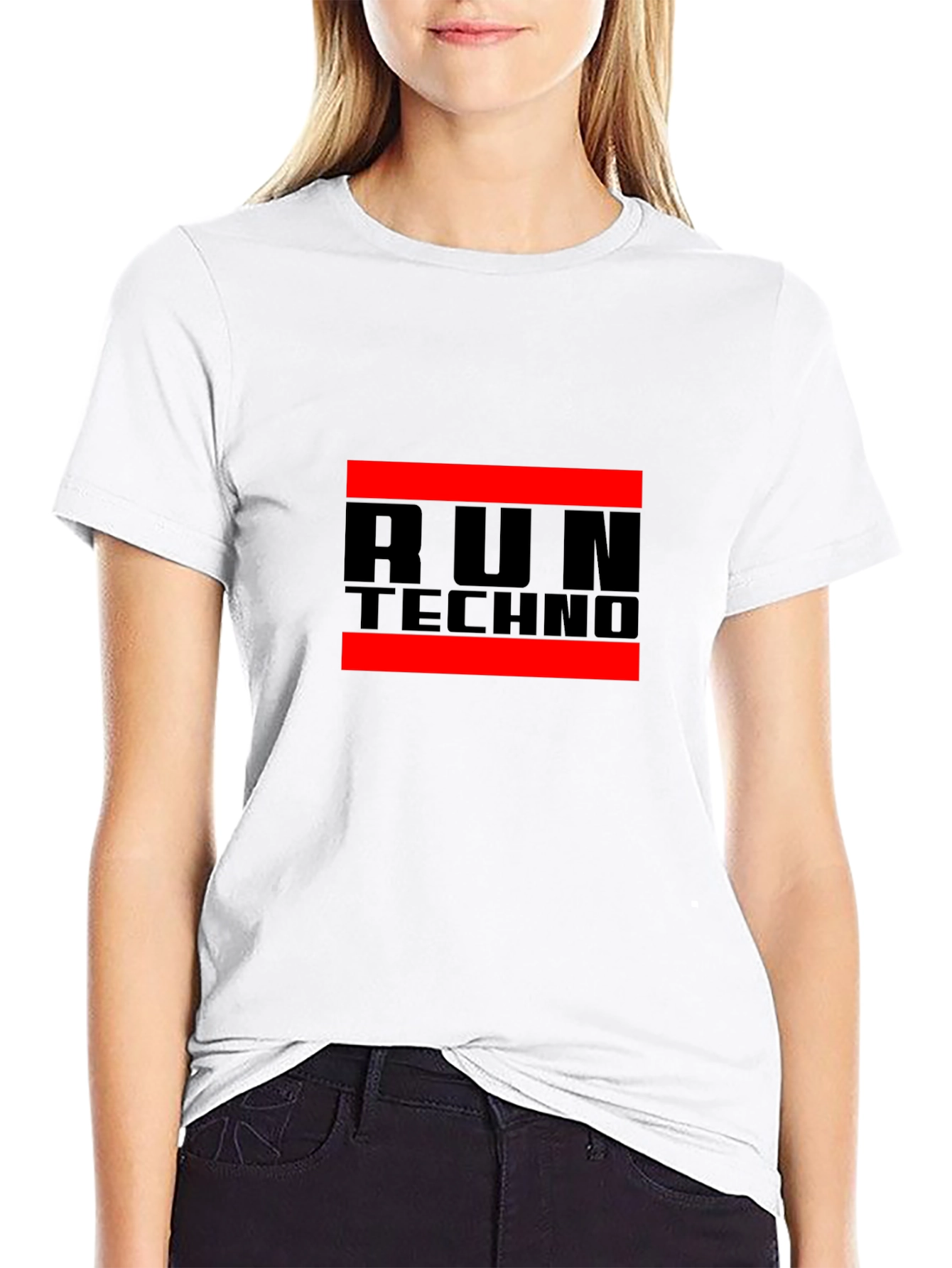 Run Techno Graphic Tee - Black Crew Neck