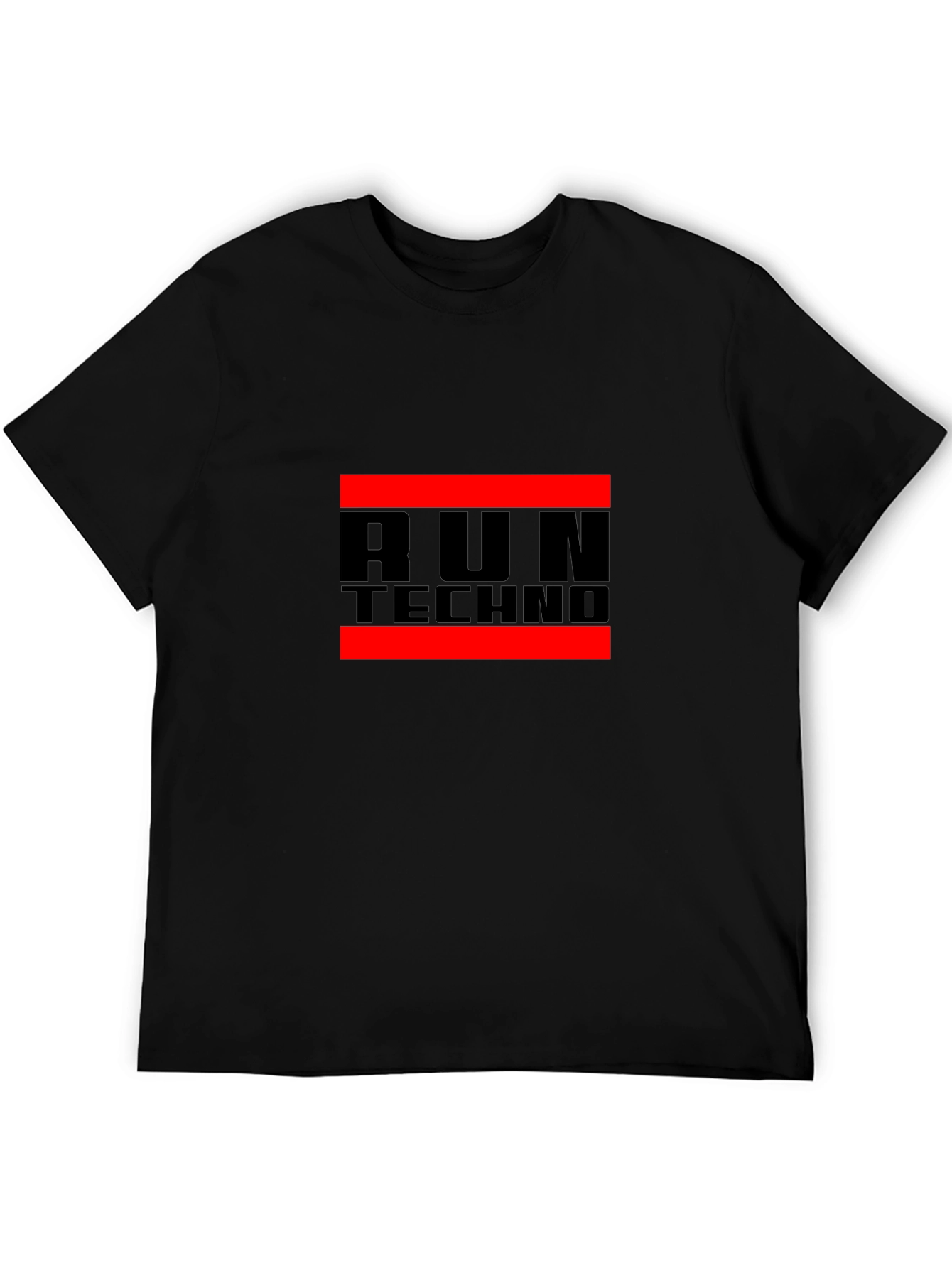 Run Techno Graphic Tee - Black Crew Neck