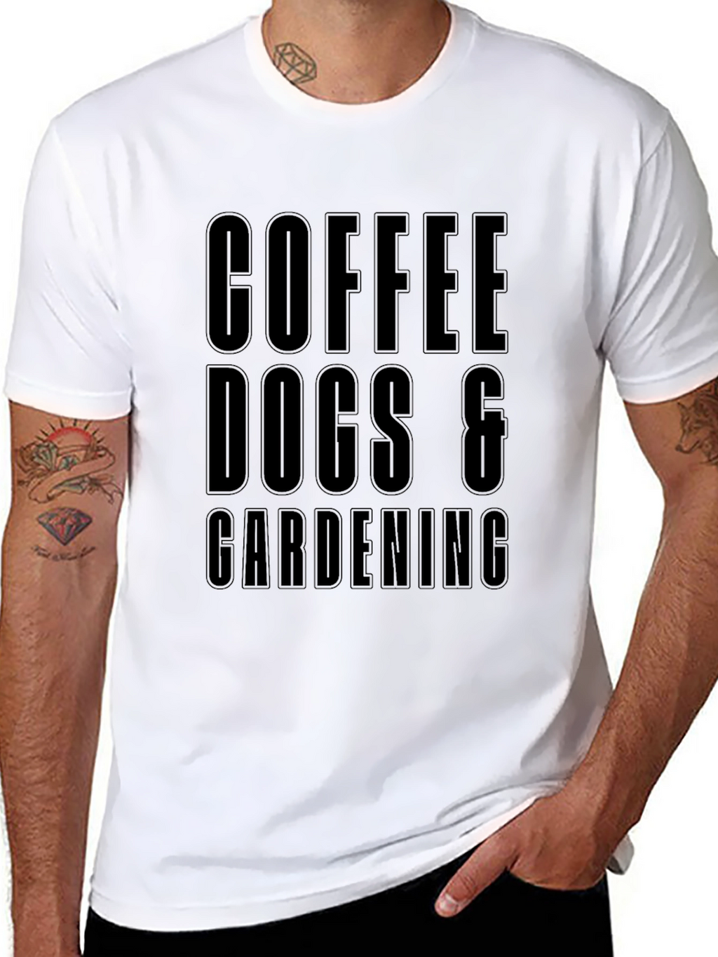 Coffee Dogs & Gardening Graphic Tee - Black T-Shirt