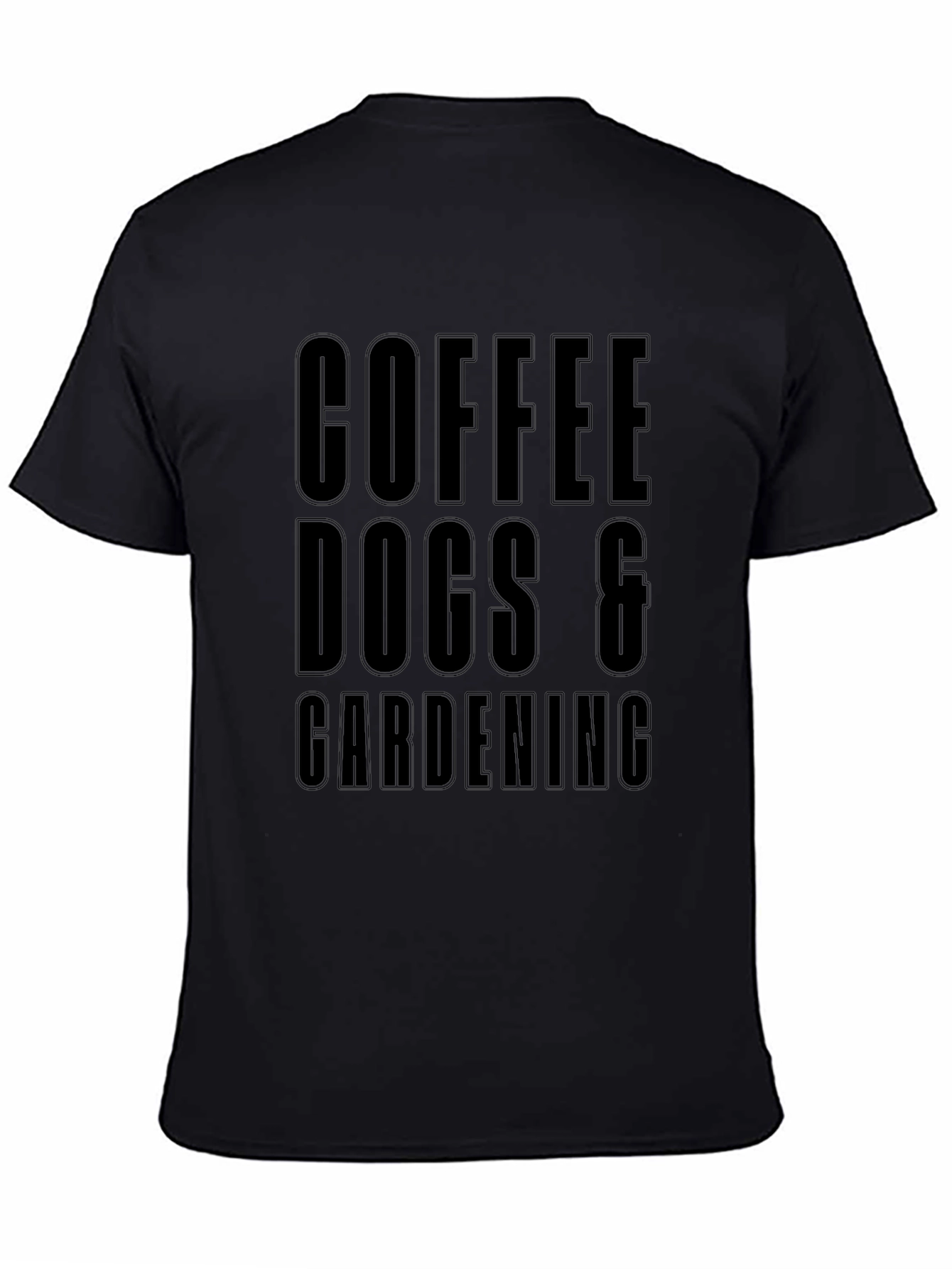 Coffee Dogs & Gardening Graphic Tee - Black T-Shirt