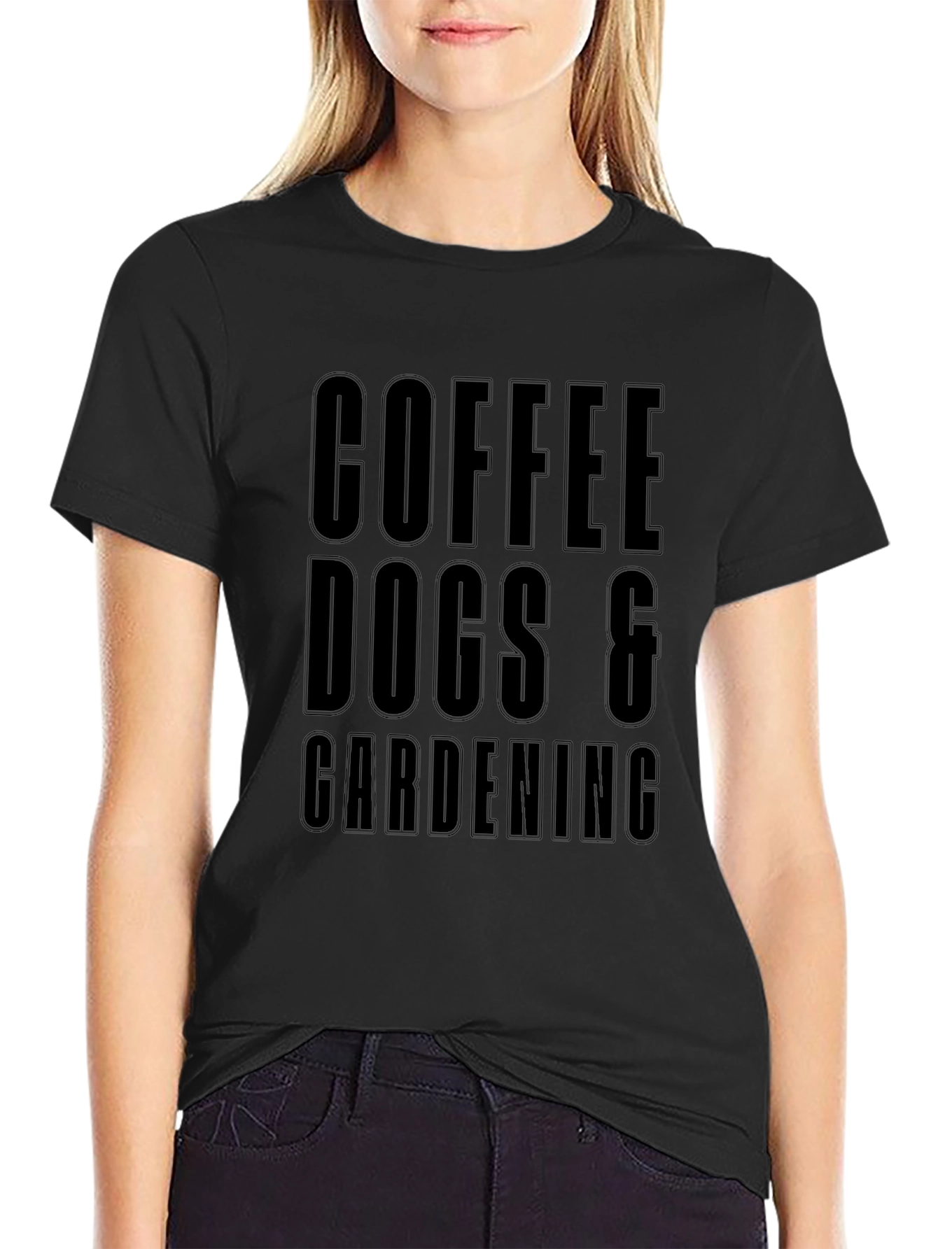 Coffee Dogs & Gardening Graphic Tee - Black T-Shirt