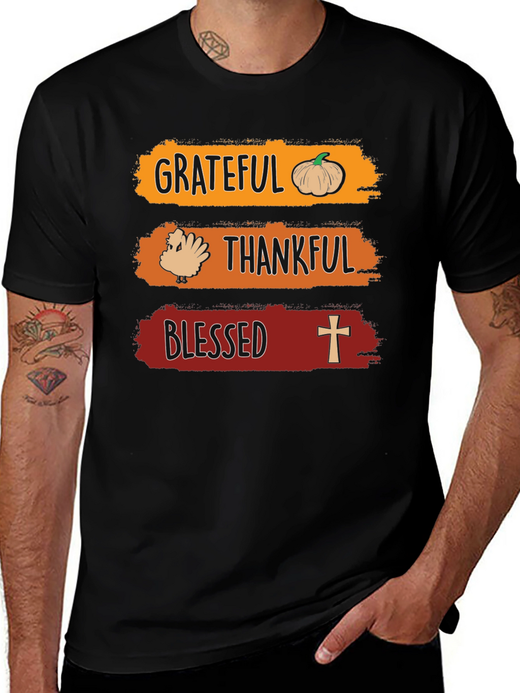 Grateful Thankful Blessed Thanksgiving T-Shirt