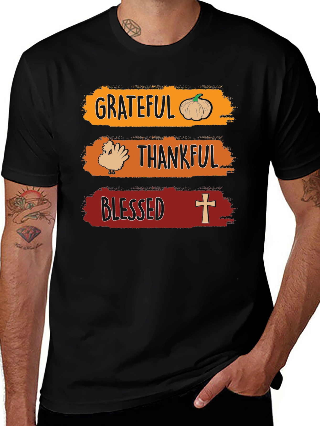 Grateful Thankful Blessed Thanksgiving T-Shirt