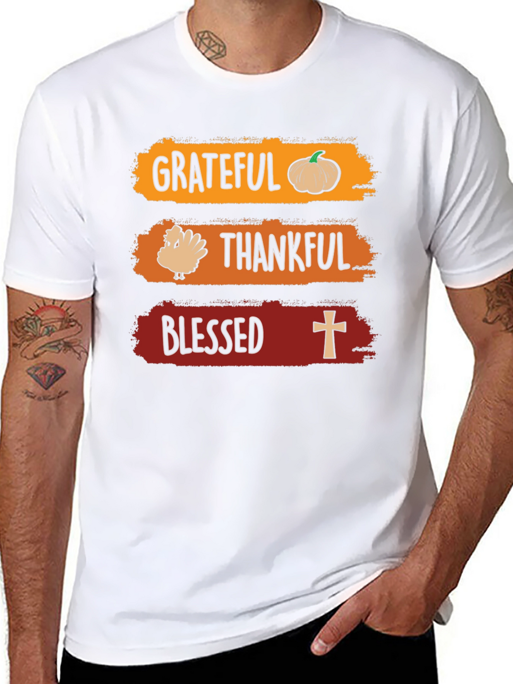 Grateful Thankful Blessed Thanksgiving T-Shirt