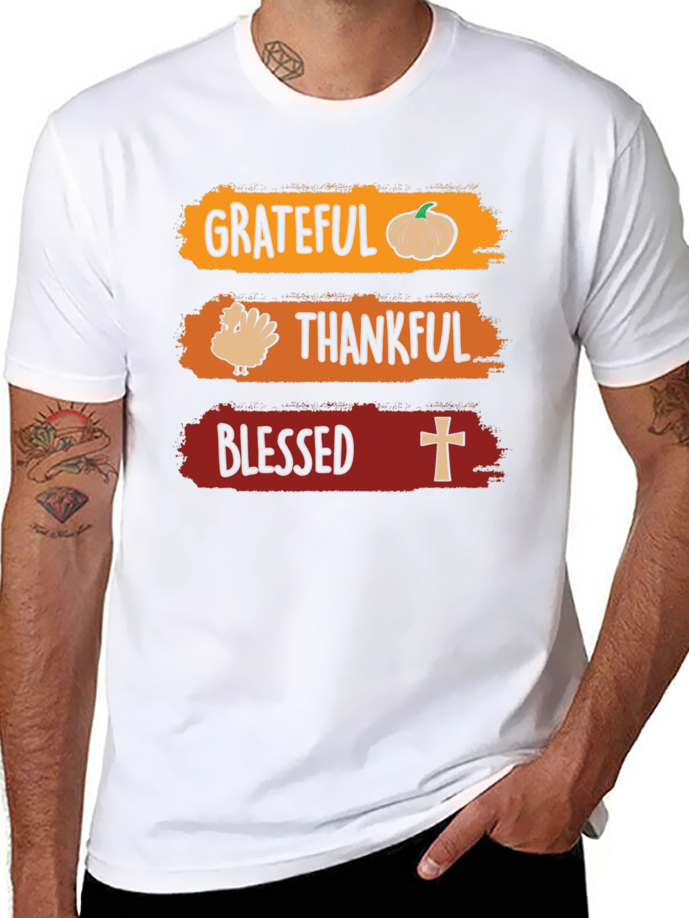 Grateful Thankful Blessed Thanksgiving T-Shirt