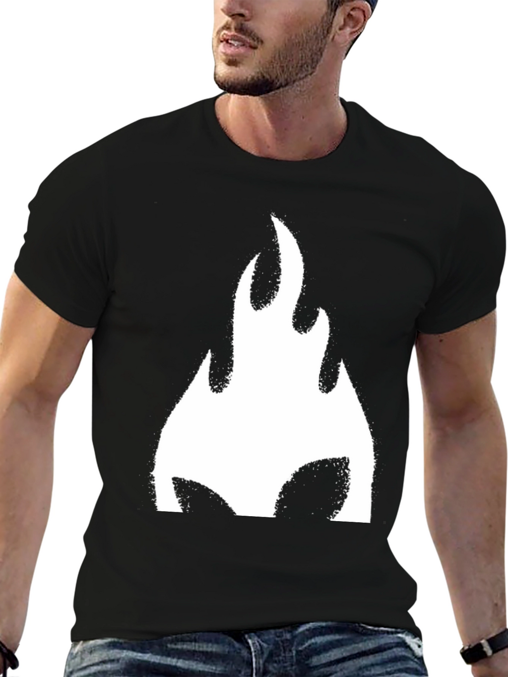 Bold Flame Graphic Black T-Shirt - Casual Style