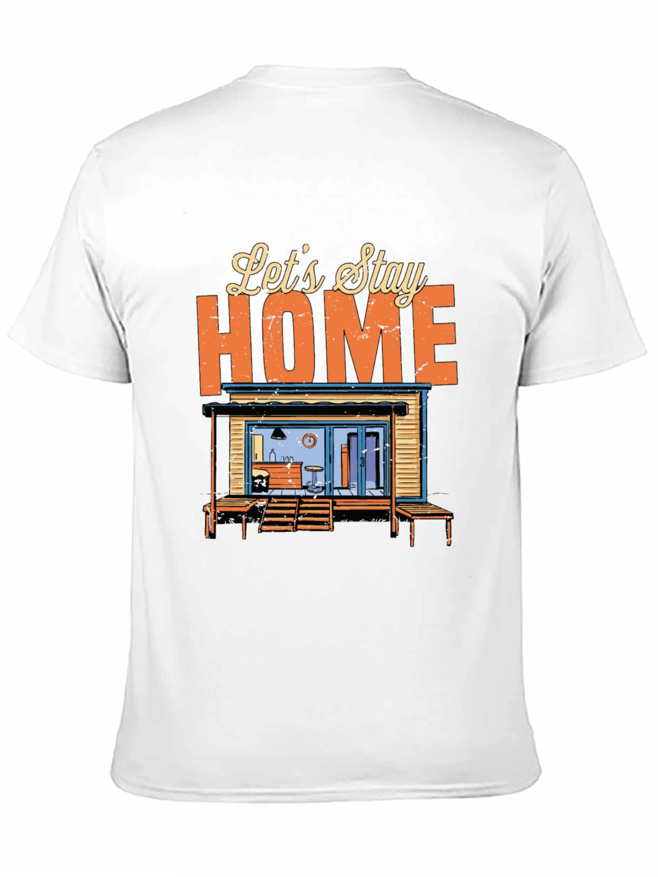 Lets Stay Home Graphic Tee - Black Cotton T-Shirt