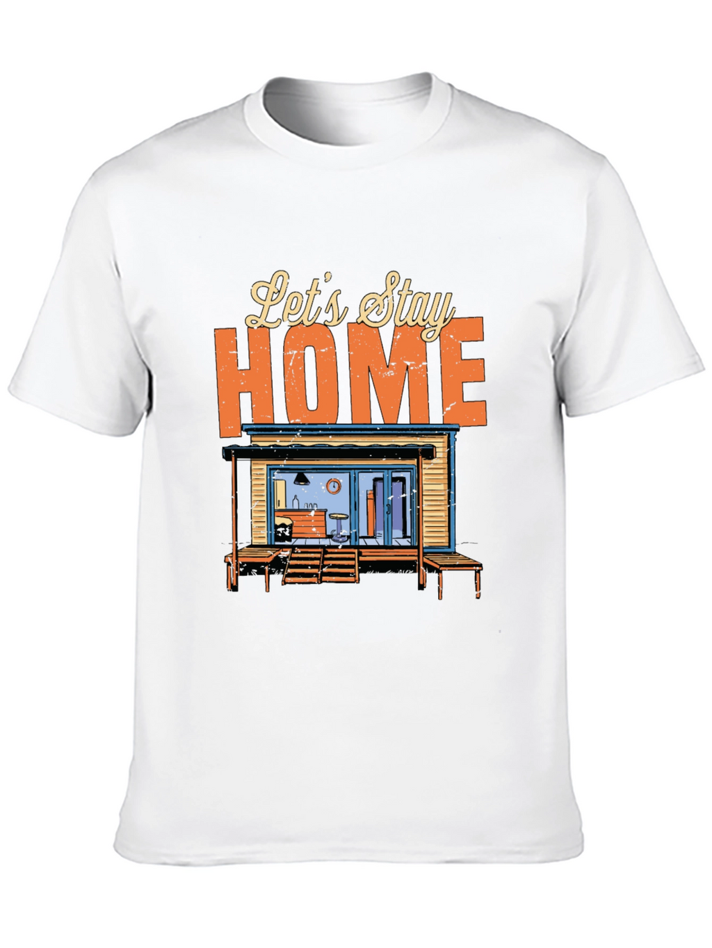 Lets Stay Home Graphic Tee - Black Cotton T-Shirt