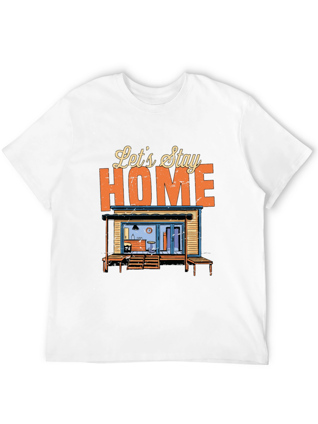 Lets Stay Home Graphic Tee - Black Cotton T-Shirt
