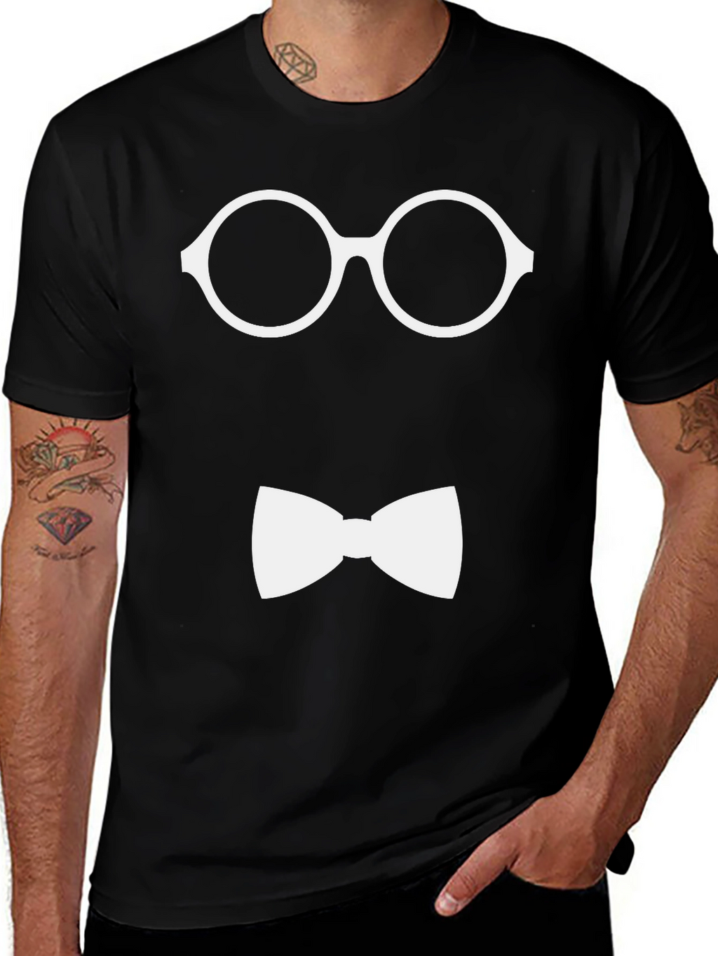 Geek Chic T-Shirt: Glasses & Bowtie Design