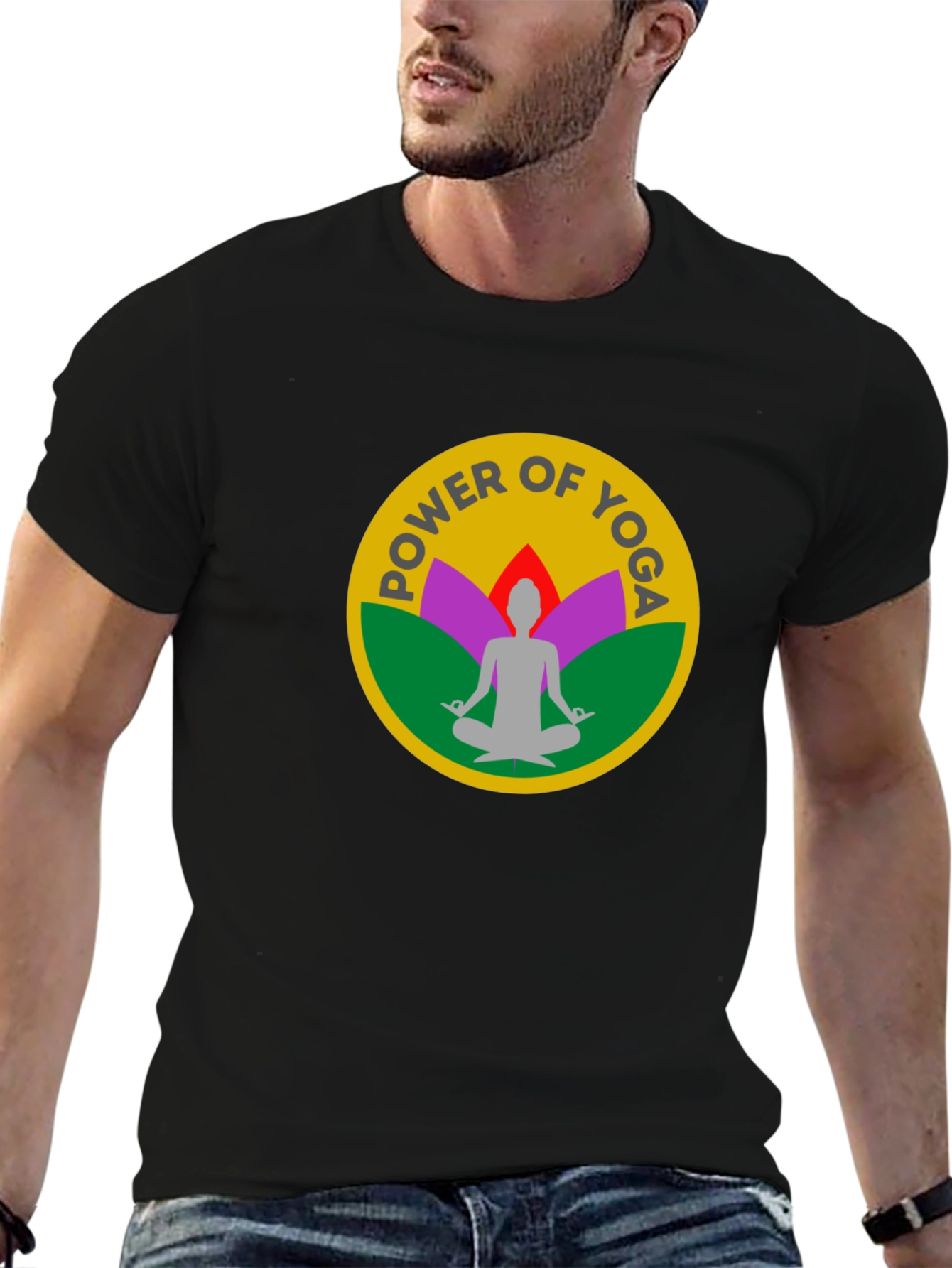 Power of Yoga Black T-Shirt Meditation Tee