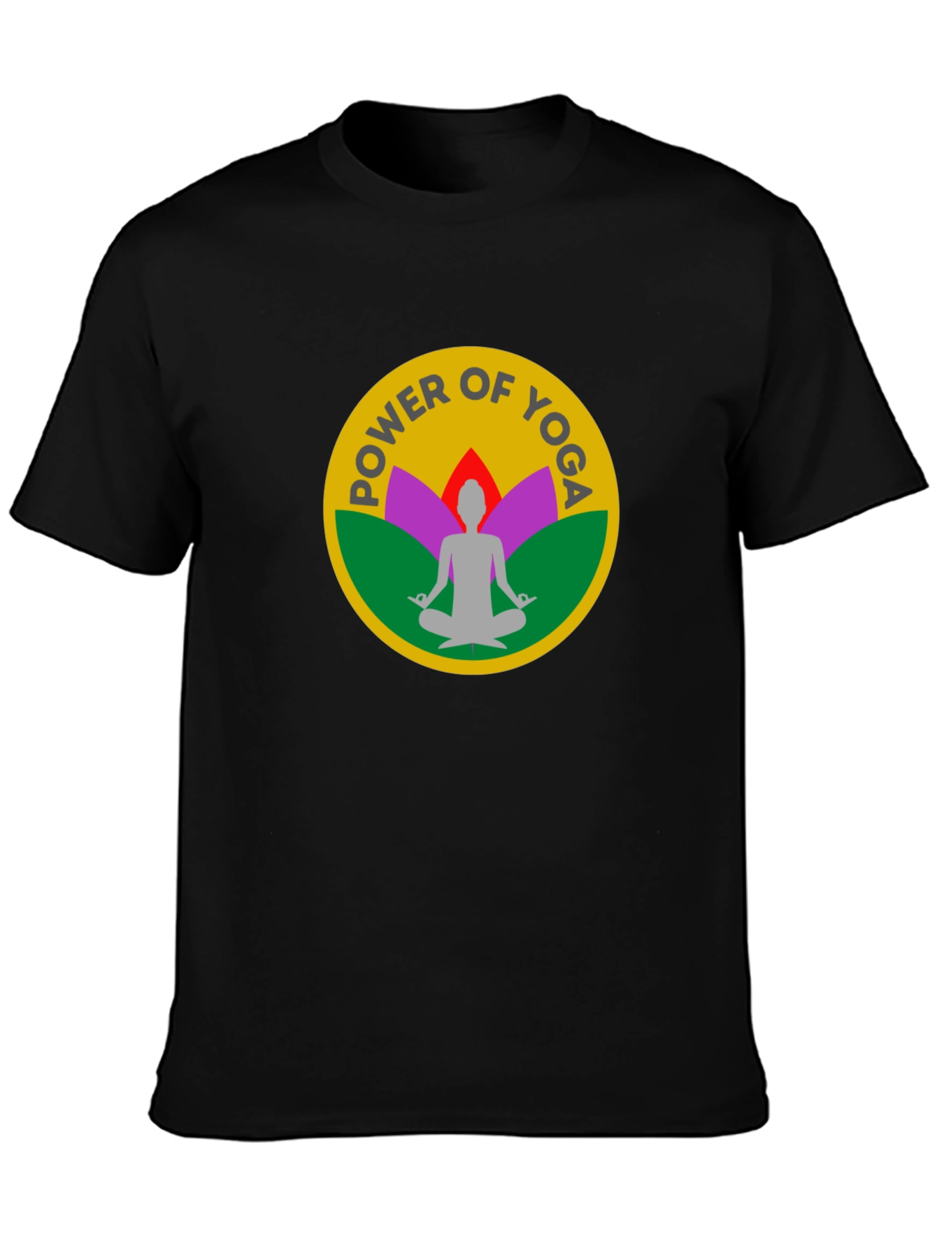 Power of Yoga Black T-Shirt Meditation Tee