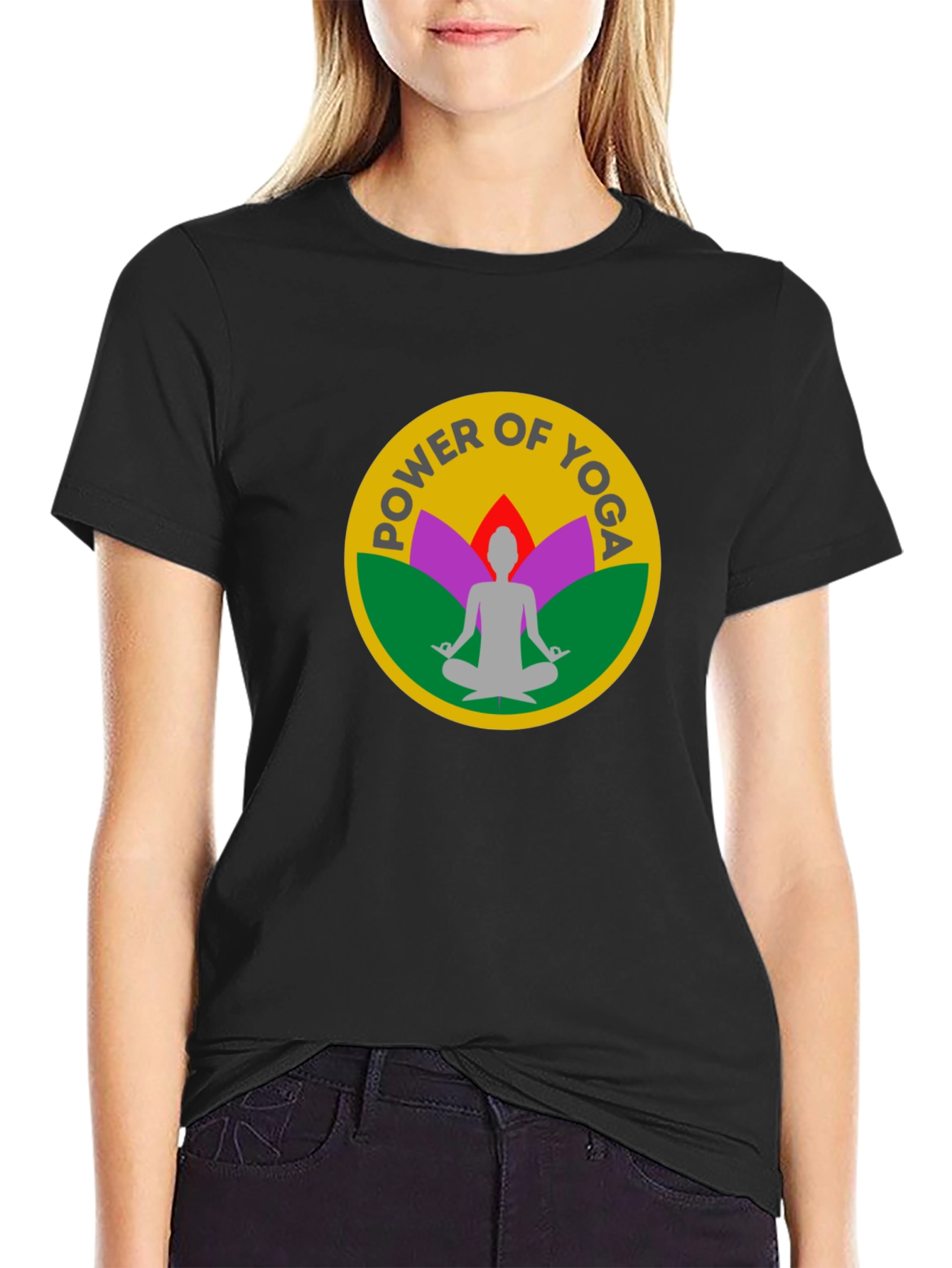 Power of Yoga Black T-Shirt Meditation Tee