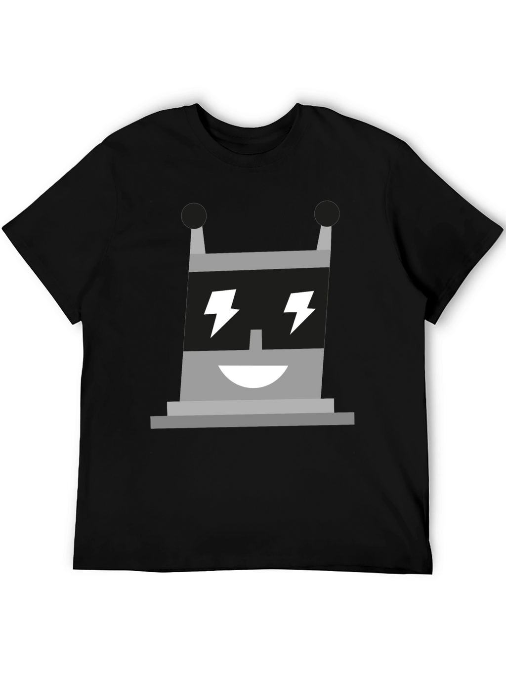 Electric Robot Graphic Tee - Black Cotton T-Shirt