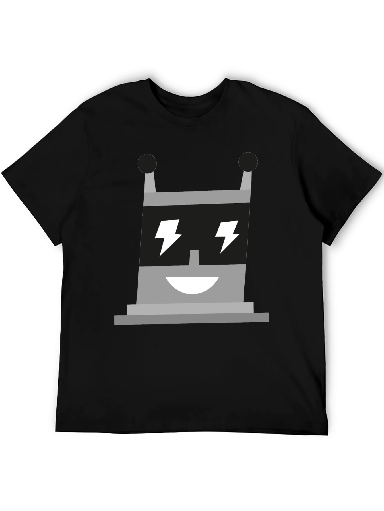 Electric Robot Graphic Tee - Black Cotton T-Shirt