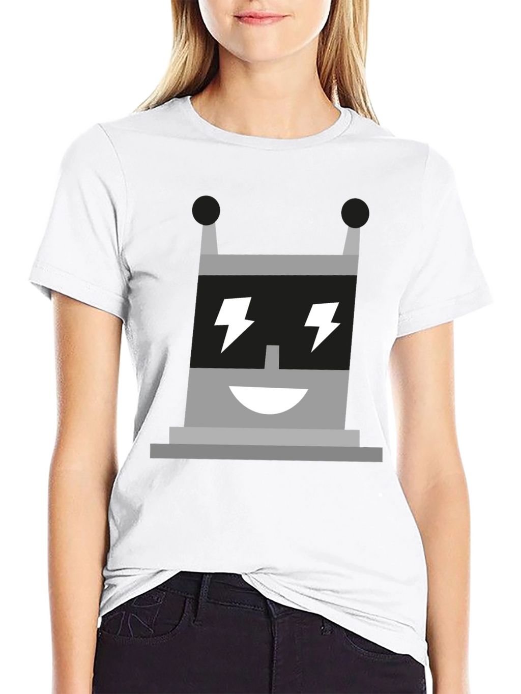 Electric Robot Graphic Tee - Black Cotton T-Shirt