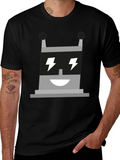 Electric Robot Graphic Tee - Black Cotton T-Shirt