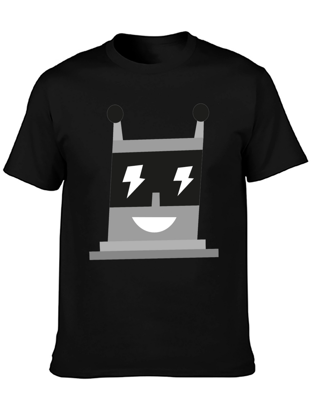 Electric Robot Graphic Tee - Black Cotton T-Shirt