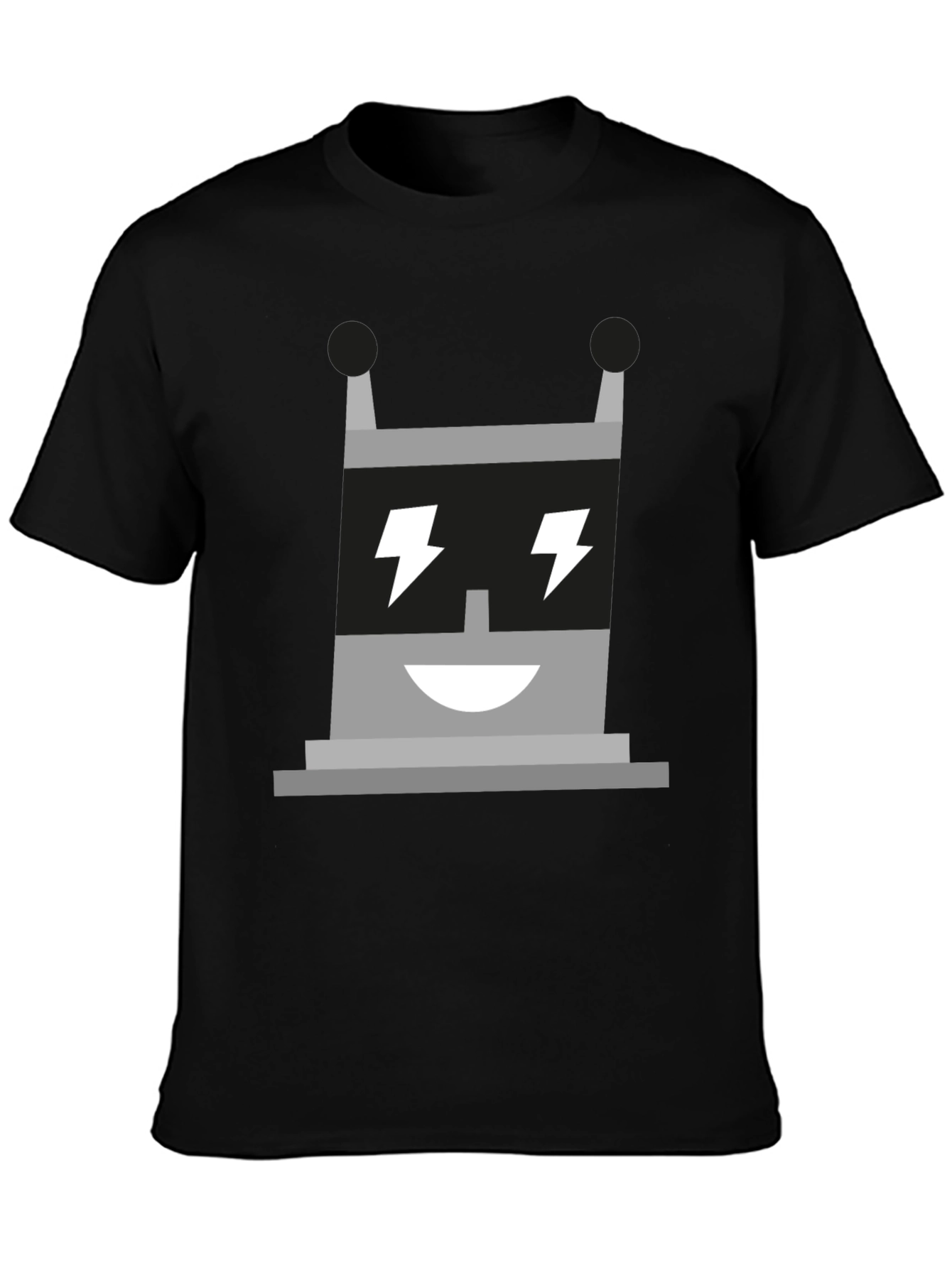 Electric Robot Graphic Tee - Black Cotton T-Shirt