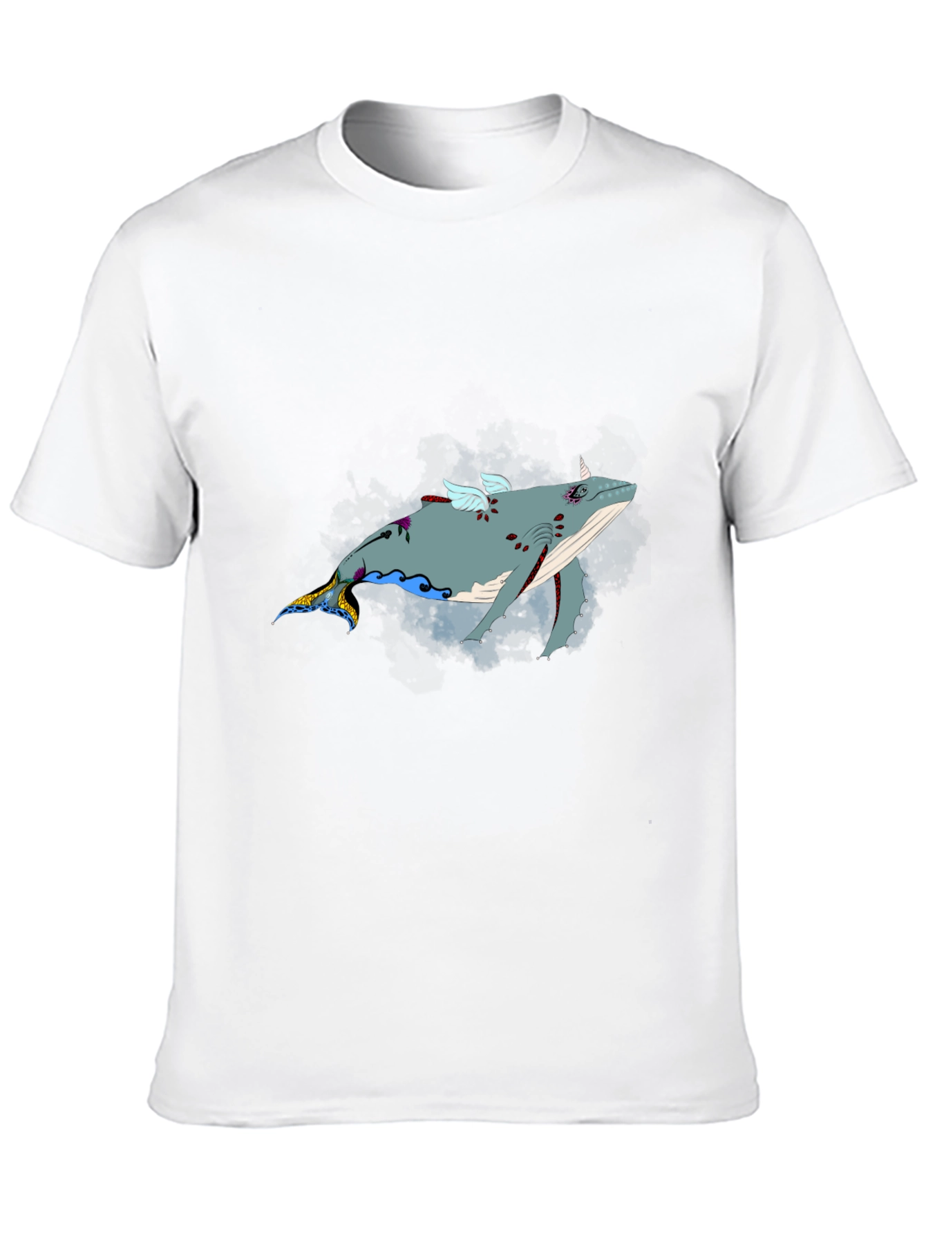 Whimsical Flying Whale Graphic Tee - Black