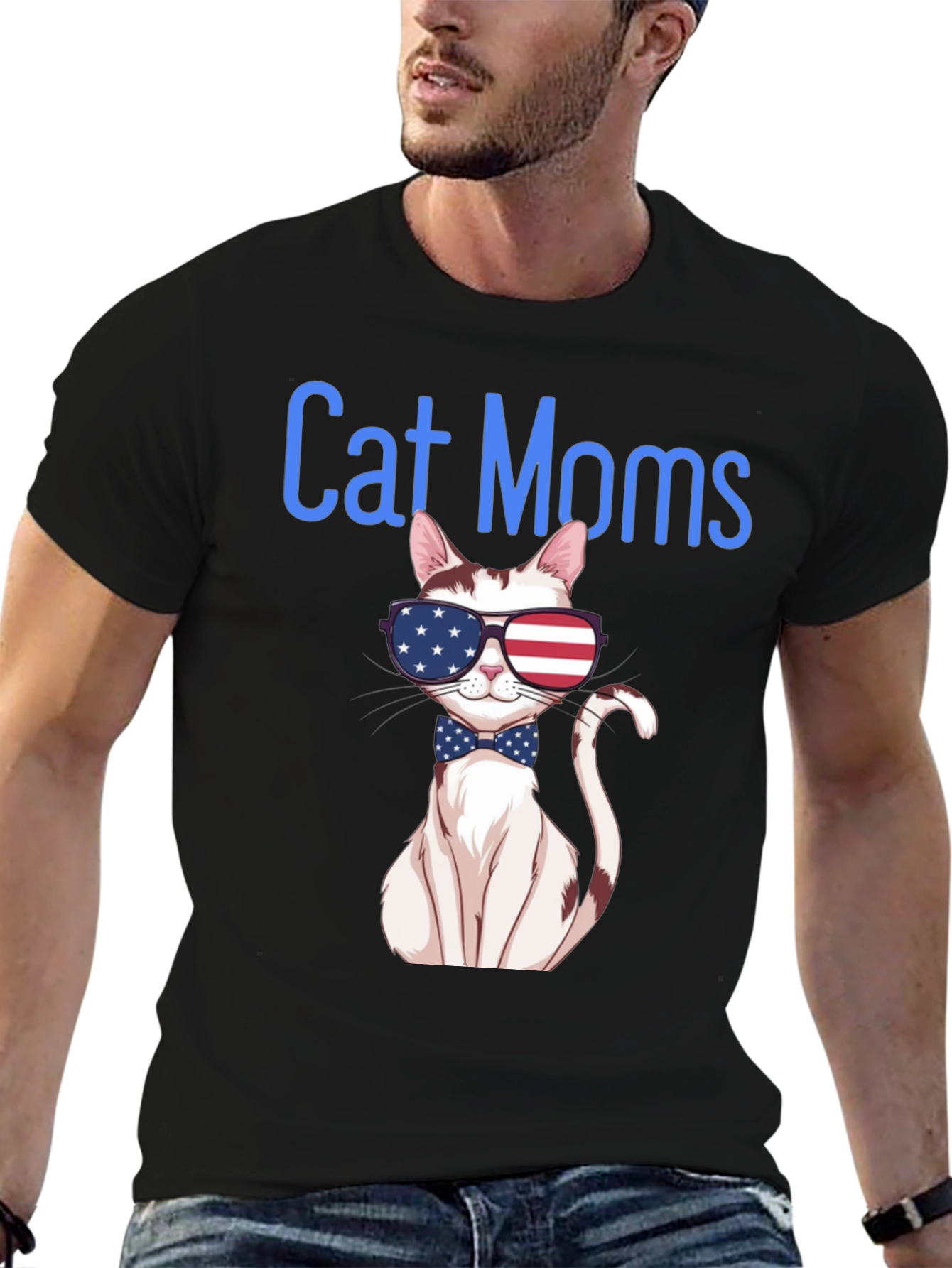 Cat Moms T-Shirt - Patriotic Kitty