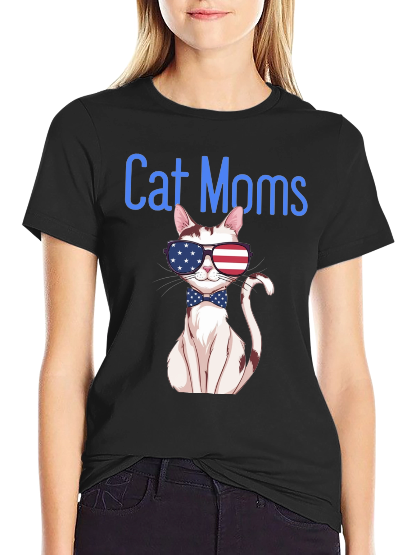 Cat Moms T-Shirt - Patriotic Kitty