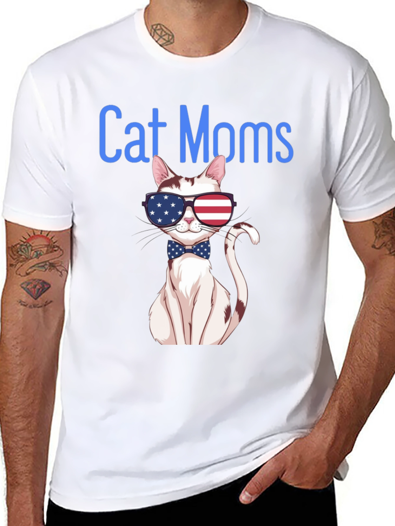 Cat Moms T-Shirt - Patriotic Kitty