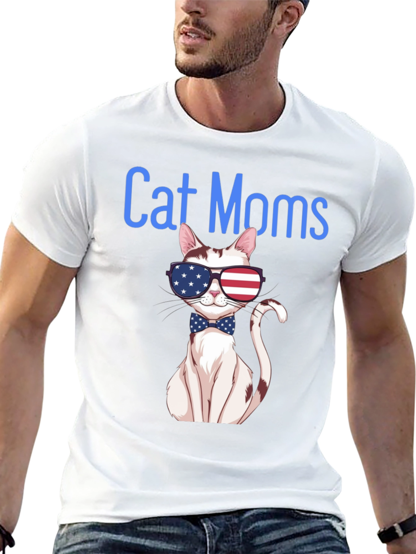 Cat Moms T-Shirt - Patriotic Kitty