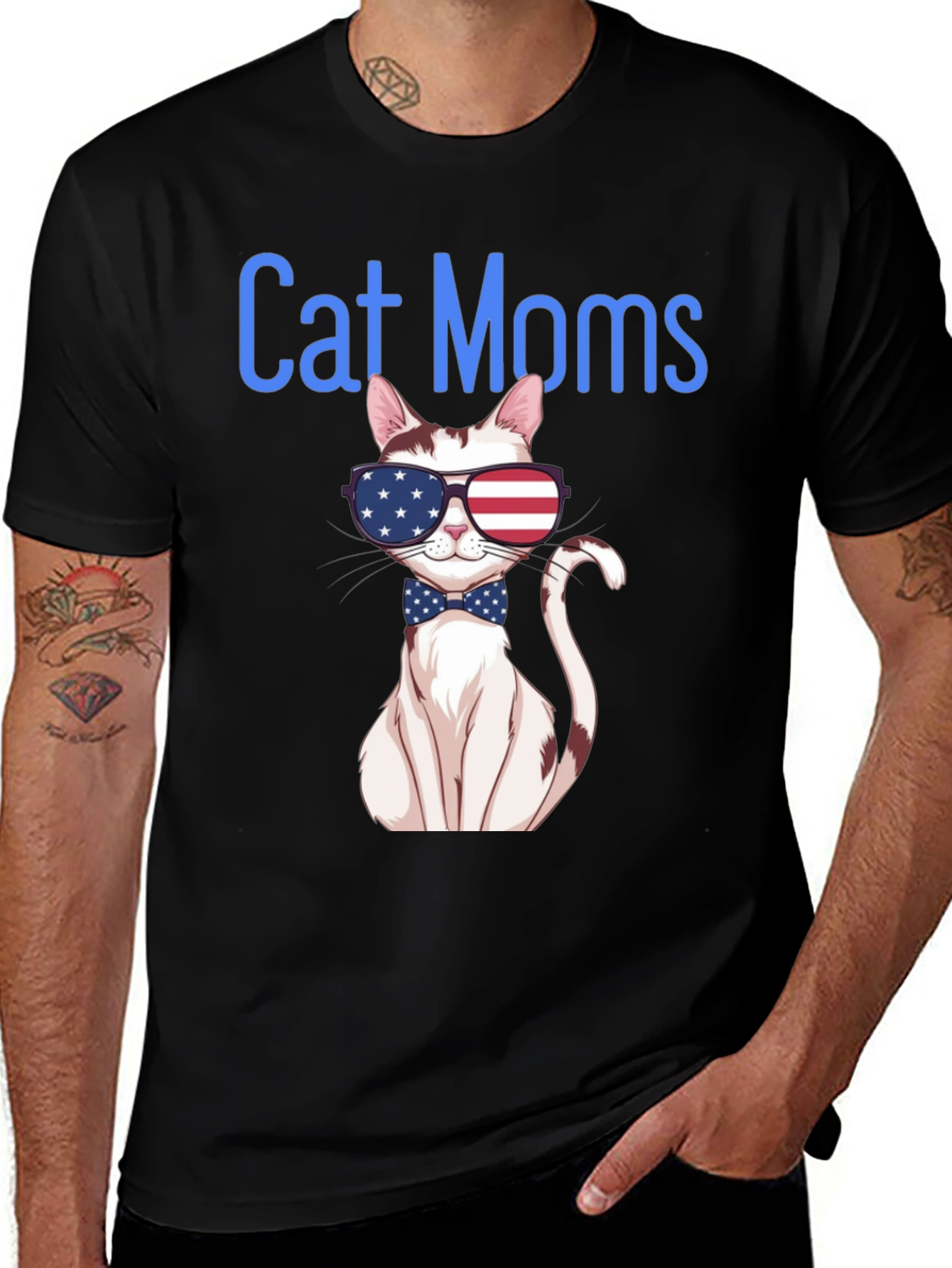 Cat Moms T-Shirt - Patriotic Kitty