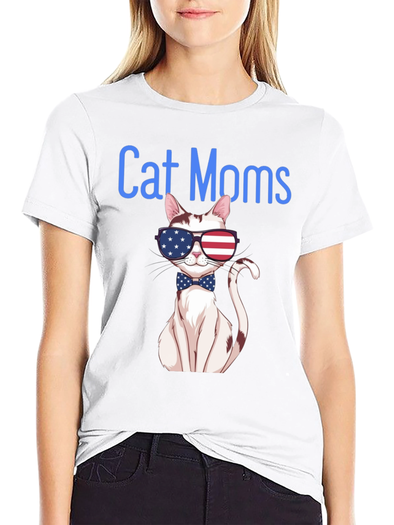 Cat Moms T-Shirt - Patriotic Kitty
