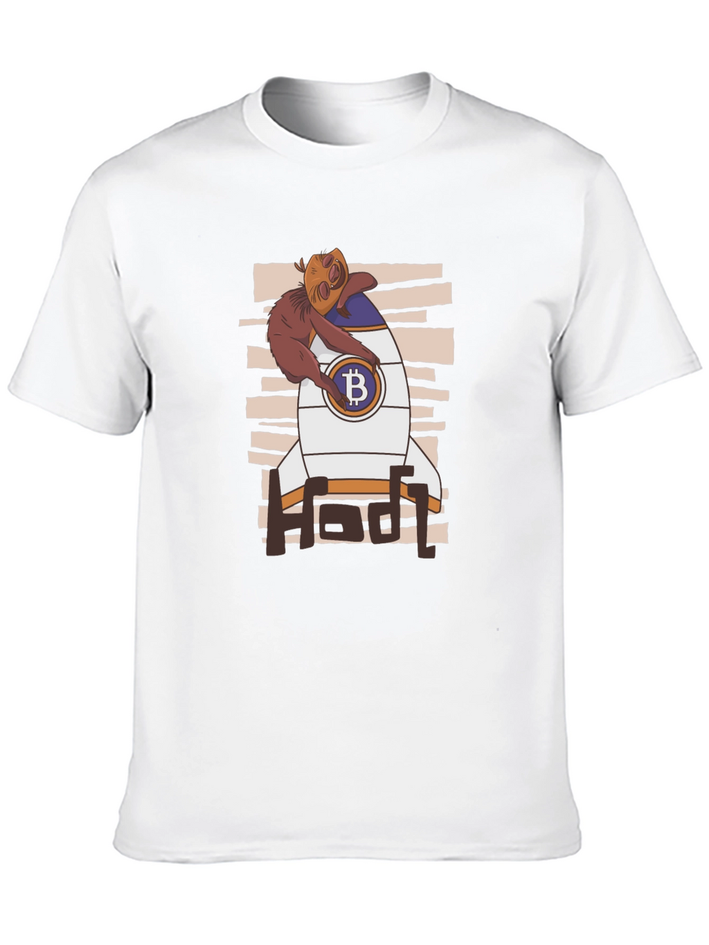 Bitcoin HODL Sloth T-Shirt - Crypto Rocket Design