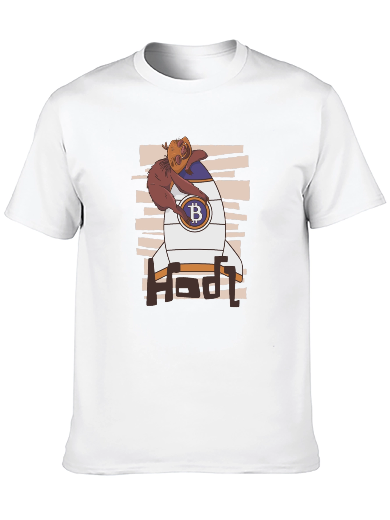 Bitcoin HODL Sloth T-Shirt - Crypto Rocket Design