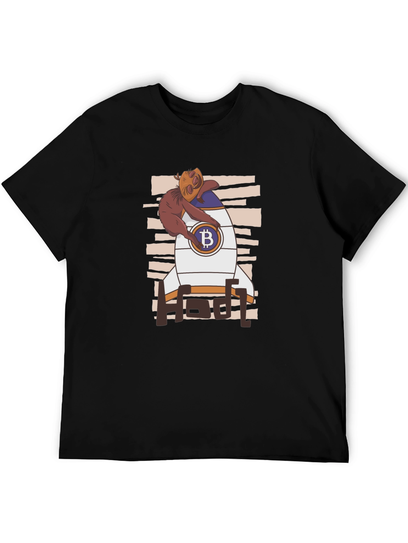 Bitcoin HODL Sloth T-Shirt - Crypto Rocket Design