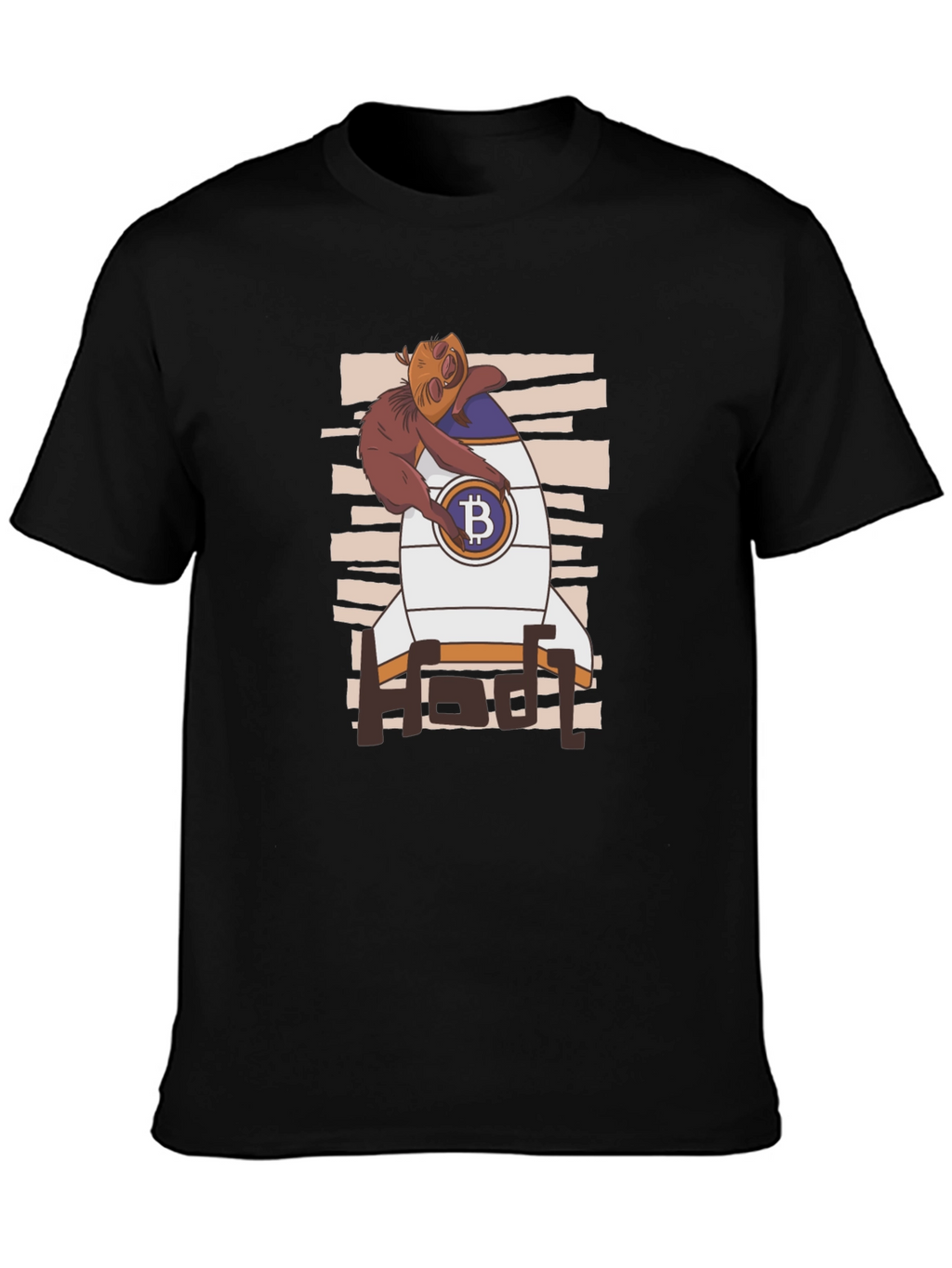 Bitcoin HODL Sloth T-Shirt - Crypto Rocket Design