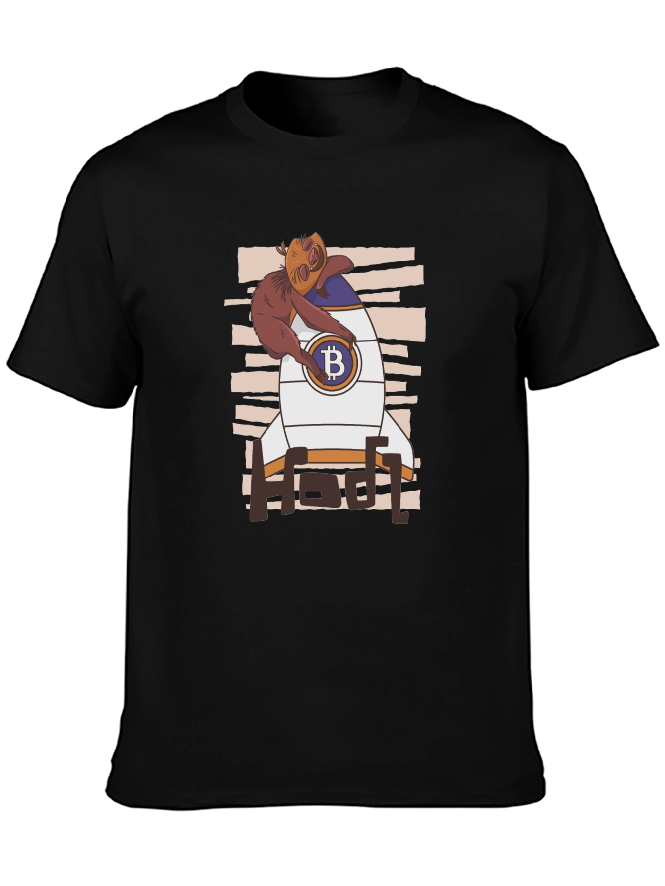 Bitcoin HODL Sloth T-Shirt - Crypto Rocket Design