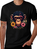 Chimpanzee Floral Graphic T-Shirt